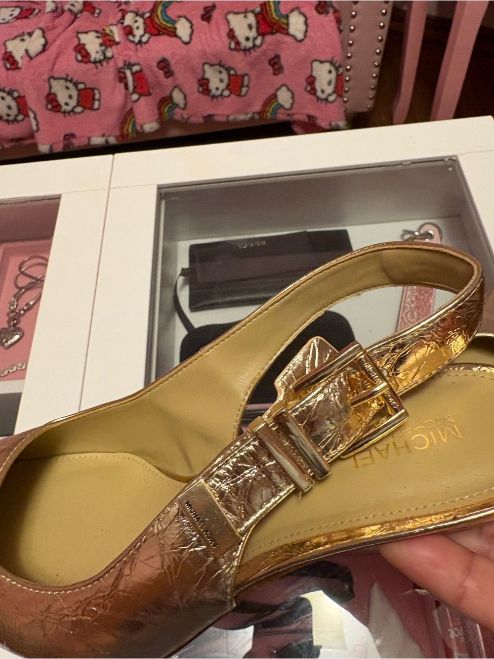 Michael Kors Metallic Bronze Slingback Heels - Picture 3 of 5
